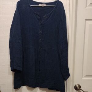 Flax Blue Button-Up Tunic